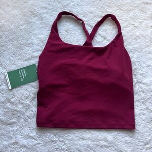 Halara XXS Burgundy Crisscross Strappy Back Cropped Activewear Tank Top NWT